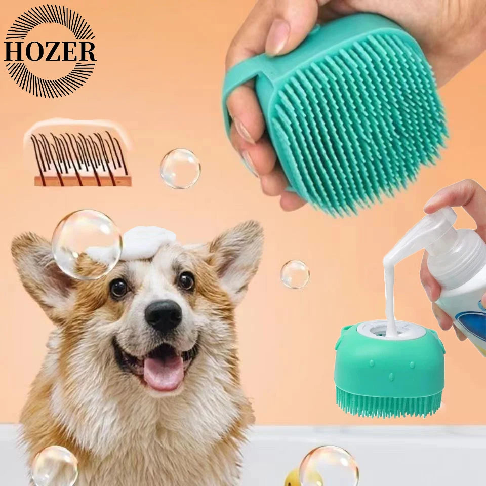 Brosse de Shampoing pour Chien & Chat – Massage, Nettoyage & Réservoir Intégré