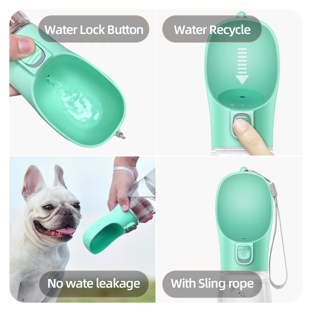Bouteille d’Eau Portable pour Chien – Gourde de Voyage Anti-Fuite avec Bol Intégré